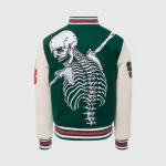 Godspeed Varsity Jacket In Green Back side