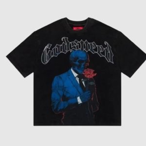 front view of godspeed smell the roses tee