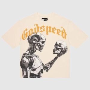 Front view of Godspeed Mankind vs AI III T-shirt in black