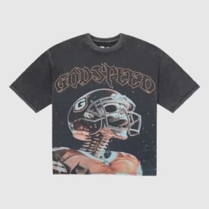 Front of Godspeed Morale T-shirt showing graphic design about stress and system pressure